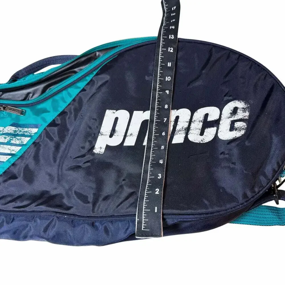 Vintage Prince Teal and Navy Blue Tennis Racquet Bag with Shoulder Strap
